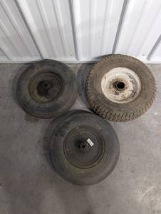 Wheel Rims - Set of 3 with Hubs, Used Metal Wheels for CartLawn Equipment