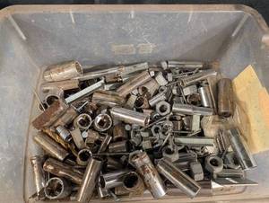 Assorted Hardware Fasteners - Nuts, Bolts, Washers & Sockets (Steel, Rusty)