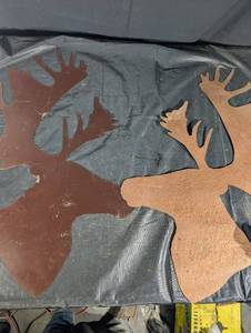 Moose Silhouette Copper Metal Yard Art Pair - Outdoor Decor