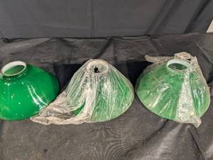 Green Glass Bell-Shaped Lamp Shades (Lot of 3)