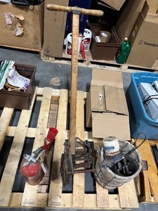 lot 32 image: Vintage Edger, Ice Cream Maker, Fire Extinguisher