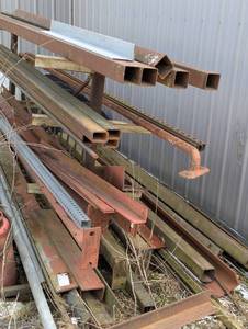 Large Metal Work Lot - Big Iron - Angle Iron, Piping, Tube Steel , Specialty Aluminum and Large Pile of Barn Tin SidingRoofing  Storage rack