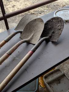 Lot of 3 Great Spade Shovels - Wood Handles