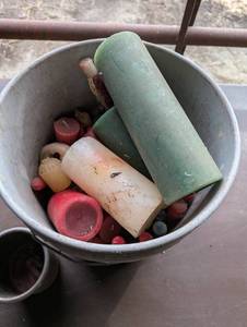 Pale of Candles and Melting Canister - see next 2 lots