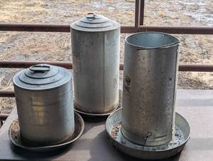 3 Amazing Galvanized Feeders - 1 missing lid