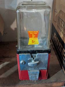 1 & 5 Cent Glass Top Gumball machine