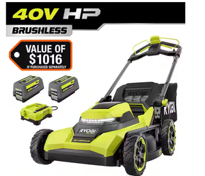 lot 2 image: RYOBI 40V HP Brushless 21 in. Cordless Battery Walk Behind Self-Propelled Lawn Mower with (2) 6.0 Ah Batteries (1) Charger
