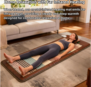 lot 58 image: PHYMAT 67x27 Far Infrared Heating Pad with 5-Color Natural Gemstones - Large Infrared Mat for Full Body Relaxation - Amethyst & Bio Crystal Heating Mat with Auto-Off and Adjustable Temp Control