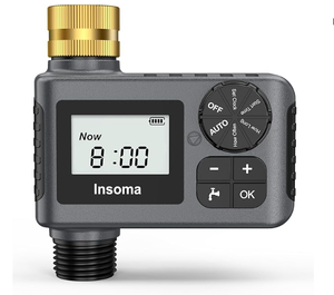 lot 108 image: Insoma Sprinkler Timer with Brass Swivel, Programmable Water Timer for Outdoor Garden Hose, Hose Timers with Rain DelayManualAuto Mode, Drip Irrigation and Lawn Watering System, 1 Outlet