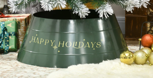 lot 202 image: HOMCOM Christmas Tree Collar, Steel Tree Ring Skirt, Home Xmas Decoration for Christmas Tree, 26 x 26 x 11, Green