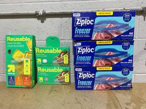 lot 224 image: LOT OF 6 up&up Reusable Bags & Ziploc Bags