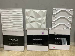 lot 300 image: LOT OF 3 Art 3D Wall Panels (12 Wall Tiles Per Pack)