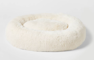 lot 99 image: Boots & Barkley Neutral 4-Sided Bolster Dog Bed  - Cream - XL - 42 Inches (L), 8 Inches (H) x 32 Inches (W)