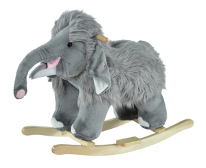 Qaba Kids Ride-On Rocking Horse Toy Mammoth Style Rocker with Fun Music & Soft Plush Fabric for Children 3 Years