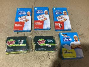LOT OF 6 Mr. Clean Magic Erasers & Scotch Brite Sponges