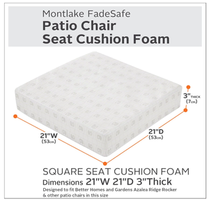 Classic Accessories 21 x 21 x 3 Inch Square Patio Cushion Foam