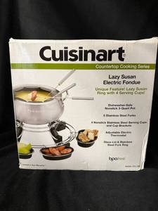 lot 8 image: Cuisinart CFO-100 Lazy Susan Electric Fondue Set with 8 Forks & 4 Cups