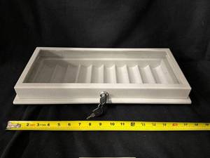 lot 15 image: Lockable Glass-Top Coin Display Case - 18 in L, Powder-Coated Metal with 2 Keys