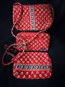 lot 40 image: Vera Bradley Red Floral Quilted Bag Set - 3-Piece