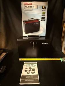 lot 42 image: First Alert File Box 3060F - Key Lock, Top Carry Handle