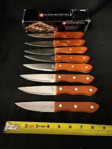 lot 57 image: KCHENSTOLZ 7-Piece Knife Set - Wood Handles, Stainless Blades