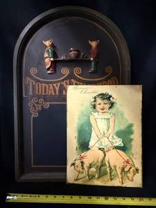 lot 58 image: Menu Chalkboard With Pigs & Bonne Annee Piglet Wall Sign