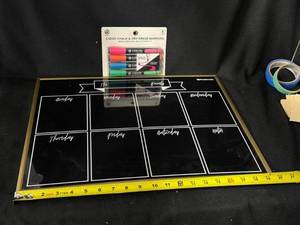 lot 62 image: The Family Weekly Calendar Chalkboard with Neon Marker Set - Gold Frame
