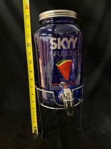 lot 74 image: Skyy Infusions Watermelon Glass Dispenser with Spigot & Stand