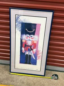 lot 81 image: Nutcracker Soldier Artwork Print - Inscribed & Signed Framed in Blue Frame
