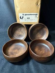 lot 96 image: Goodwood No. 444 - 4-Piece Drum-Shape Wooden Salad Bowl Set