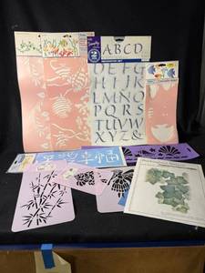 lot 100 image: Buckingham Stencils Alphabet Decorator Set with Floral Pattern Sheets