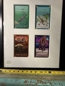 lot 102 image: National Fossil Day Poster Collage - 4 Postcards in Frame