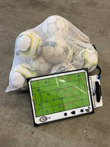 lot 150 image: Soccer Balls with Coaching Board - Assorted Sizes & Neon Accents