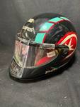 Polaris Full-Face Motorcycle Helmet - Black with Teal & Red Graphics
