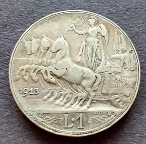 lot 10 image: 1913 Italy Silver 1 Lira