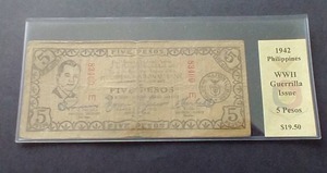 lot 16 image: 1942 Philippines Guerilla Issue 5 Pesos Note
