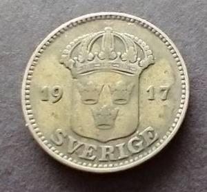 lot 28 image: 1917 Sweden Silver 25 Ore