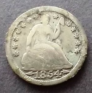 lot 37 image: 1854 Arrows at Date Half Dime