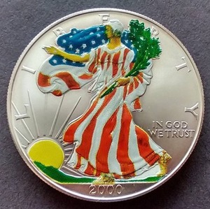 lot 60 image: Colorized 2000 1 oz American Silver Eagle