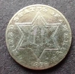 lot 65 image: 1858 Silver 3 Cent Coin