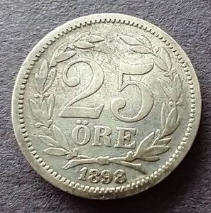 lot 74 image: 1898 Sweden Silver 25 Ore