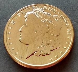 lot 77 image: Morgan Dollar Style 1 oz Copper Round