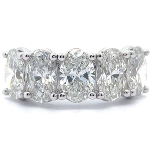 lot 6 image: 4.60 Carat Diamond Five-Stone Oval Anniversary Ring in 14k White Gold VIDEO