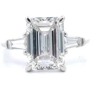 lot 7 image: 4.75 Carat Diamond Emerald & Baguette Fancy Bridge Ring in 14k White Gold w GSI CARD VIDEO