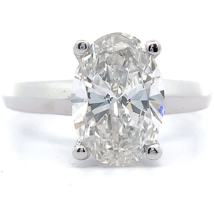 lot 8 image: 3 Carat Diamond Oval Solitaire Knife Edge Ring in 14k White Gold w EGL CARD VIDEO