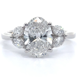lot 9 image: 2.25 Carat Diamond Oval Cluster Ring in 14k White Gold in 14k White Gold VIDEO