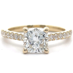 lot 10 image: 2 Carat Diamond Hidden Halo Cathedral Ring in 14k Yellow Gold VIDEO