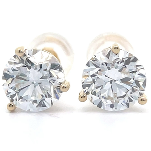 lot 11 image: 3 Carat Diamond Round Solitaire Three-Prong Martini Stud Earrings in 14k Gold Retail $499 VIDEO