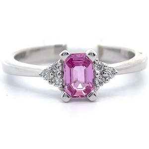 lot 23 image: Natural Pink Sapphire & Natural Diamond Cluster Ring in 14k White Gold VIDEO
