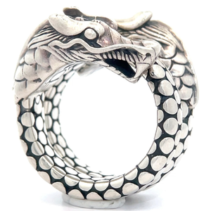 lot 37 image: John Hardy Naga Dragon Head Sterling Silver Coil Ring VIDEO